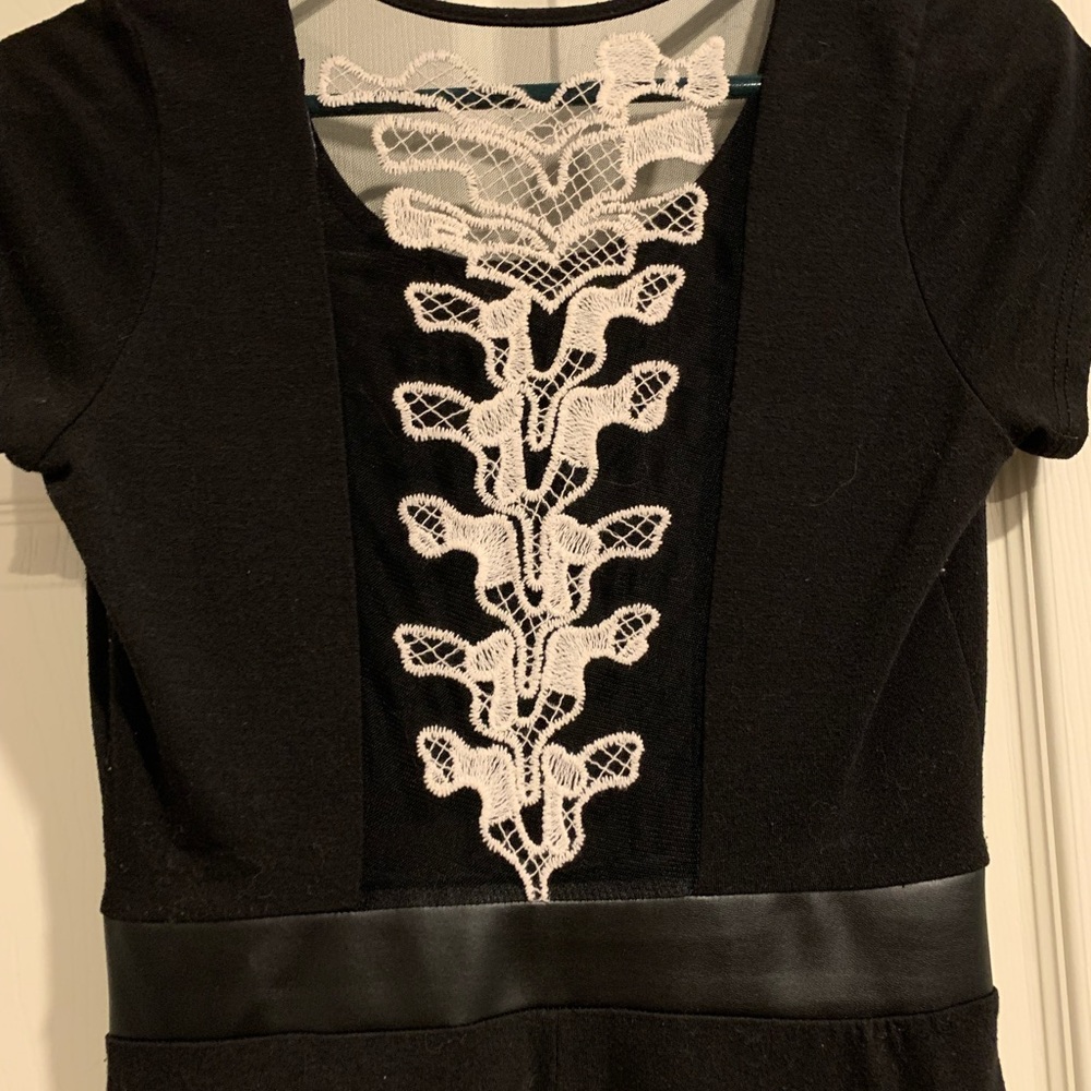 Lace Cut Out Skeleton Spine Black Dress